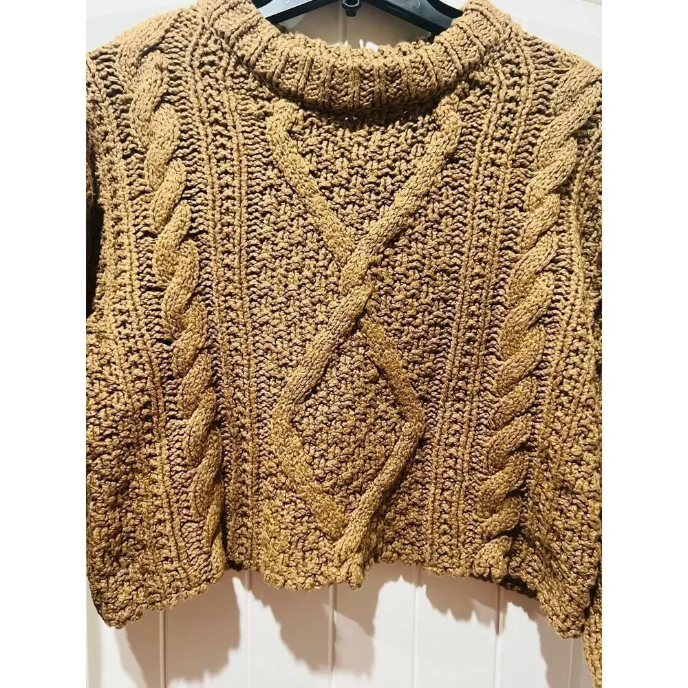 NWT❤️Free People Women Cutting Edge Cotton Cable Sweater szXS